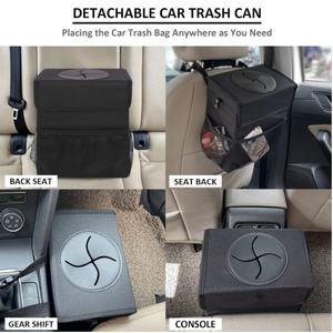 ถังขยะแขวนพนักพิงศีรษะในรถยนต์แบบพับได้ ป้องกันการรั่วซึม พร้อมฝาปิดหนัง สำหรับจัดเก็บ - Product Image 6