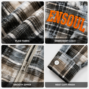 Nouvelle Collection Automne – Chemise Homme Décontractée en Flanelle à Carreaux avec Logo Brodé, 100% Coton Premium, Manches Longues, Coupe Courte et Fermeture Éclair - Product Image 2