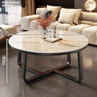 Table basse moderne et simple avec panneau en pierre de luxe léger – Ensemble de vente en gros pour petits appartements et locations de salons