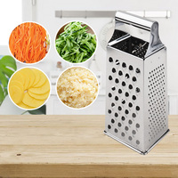 Râpe à fromage à 4 côtés en acier inoxydable multifonction avec récipient Râpe à fromage à main de table