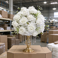 Boule de fleurs artificielle en soie de haute qualité, rose et gypsophile, blanche, luxueuse et moderne, 50 cm, décoration florale pour centre de table de mariage ou banquet