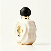 Flacon de parfum en verre mat de luxe, forme vague irrégulière, avec logo personnalisé, bouchon noir, conteneur de parfum vide pour emballage cosmétique