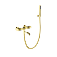 Ensemble de douche thermostatique doré avec mitigeur pluie pour salle de bain