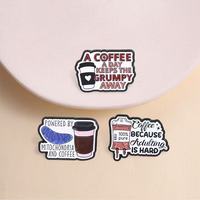 Großhandel Metall-Cartoon-Pins Kreative Stilvolle Cartoon-Kaffee-Broschen Niedliche Kaffee-Themen Metall-Accessoires Anstecknadeln