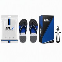 Tongs unisexes personnalisées OEM avec semelle antidérapante en EVA, lanières en nylon tissé rayées bleu-noir, confortables pour le sport et l'extérieur