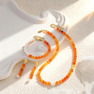 Women's Natural Stone & Freshwater <b>Pearl</b> Beaded Jewelry <b>Set</b>, Fashion <b>Necklace</b> Bracelet Earring <b>Set</b> for Gift Shop Bulk Order - Product Image 1