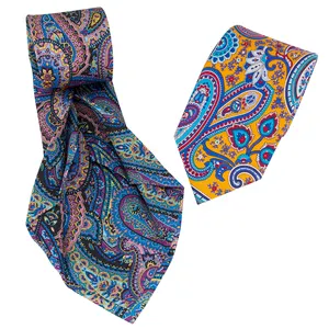 Hamocigia fatto a mano 100% seta organica Paisley cravatta floreale cravatta uomo sette pieghe cravatta