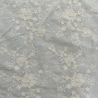 Tissu en dentelle beige à sequins floraux 3D, ruban tressé, tissé, respirant, pur coton, brodé pour robes de mariée