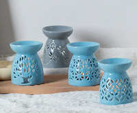 Brûleur de Cire Fondue Élégant pour Huile Essentielle, Diffuseur d'Huile en Céramique Creuse, Porte-Bougie Chauffe-Plat