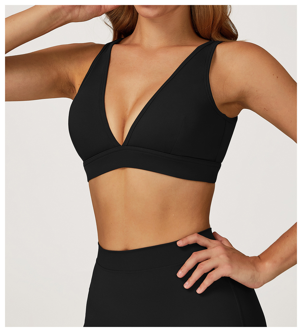Deep V Neck Hot Selling Yoga Bra Tank Top Padded Chest Plus Size Square Backless Beauty Sportswear Classic Shockproof Gym Active