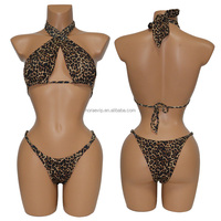 S676 Une Pièce Sexy Strass Bikini Imprimé Léopard Body Diamant Bikinis