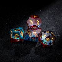 7 dés polyédriques uniques en nébuleuse liquide irisée pour jeux de rôle et divertissement en soirée