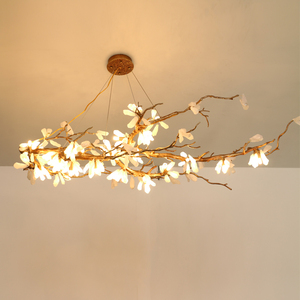 Lámpara de Cristal de Lujo para Sala de Estar, Estilo Villa, con Ramas de Cobre, Lámpara de Araña Moderna Ovalada de Piedra para Estudio, Té y Comedor HM-GG-C-6073S - Product Image 1