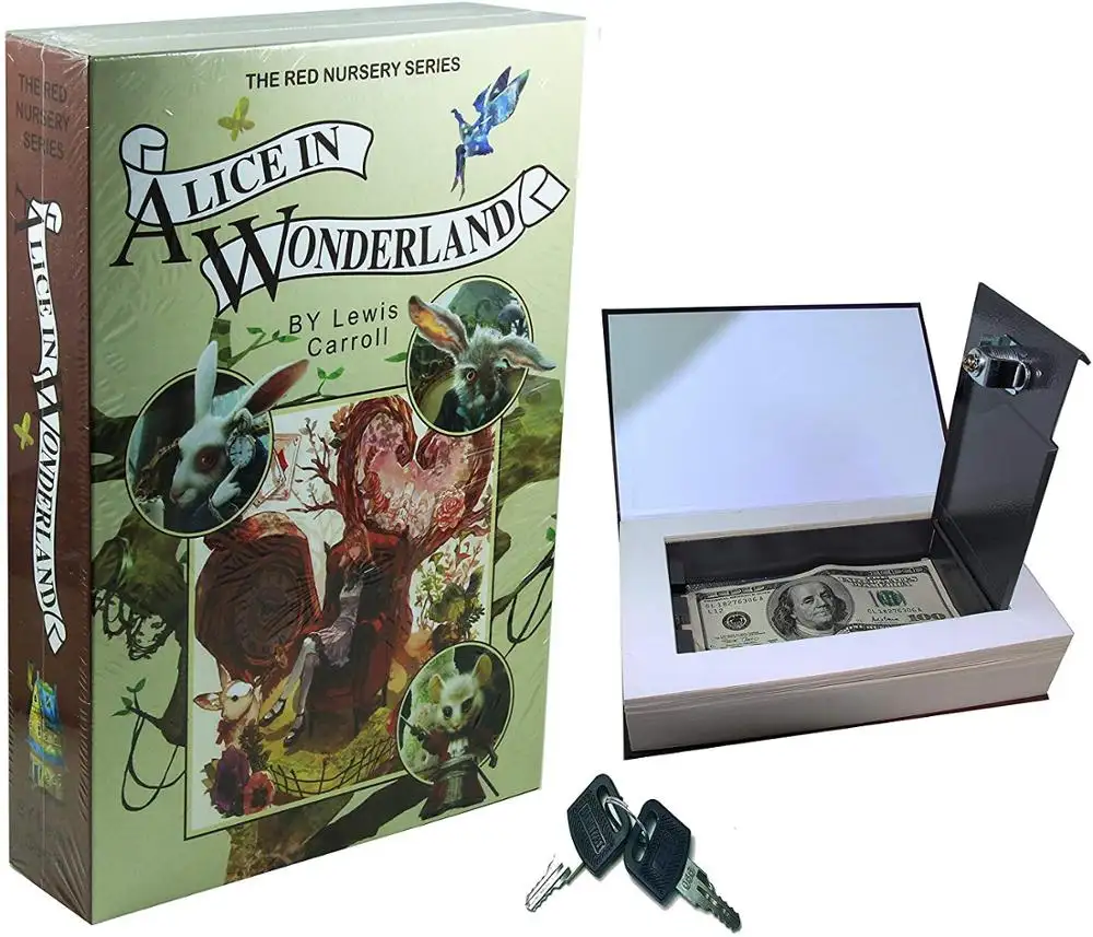 Zhenzhi Boek Veilig Met Sleutel Anti-Diefstal Safe Secret Box/Geld Verstopt Doos/Collectie Box-Alice in Wonderland