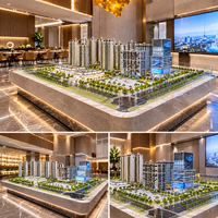 Maquette de bâtiment 3D personnalisée professionnelle avec éclairage LED, design moderne, matériaux ABS/Bois/PVC pour présentoirs immobiliers d'appartements