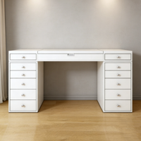 Table de toilette en MDF blanc brillant/mat avec lumières LED