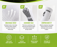 Chaussettes de football personnalisées antidérapantes respirantes à grip mi-mollet, chaussettes de football tricotées antidérapantes avec grip personnalisé
