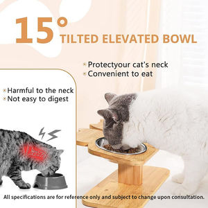 Support de gamelle incliné en bois massif écologique et moderne pour animaux de compagnie, protection du cou, gamelle surélevée pour chiens et chats - Product Image 3