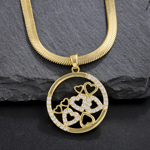 Collar de cadena de serpiente de oro de acero inoxidable, colgante redondo de circón, joyería de lujo a la moda, el mejor collar de <span class=keywords><strong>Rock</strong></span> 'n' Roll Hip Hop - Product Image 2