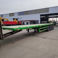 Semi-remorque à plateau plat 40T 60 tonnes 12R22.5 pour le transport de conteneurs de 20 pieds/40 pieds, prix d'usine, 3 essieux, 4 essieux, 40 pieds, 45 pieds