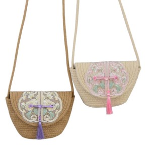 Chinese Style Straw Woven Bag Women Bohemian Shoulder Bag With Embroidery Tassel Summer Beach Handbag Horizontal <b>Square</b> Shape - Product Image 5