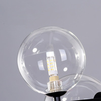 Lustre en verre sphérique multi-têtes doré classique moderne pour restaurant et bar, design élégant, éclairage suspendu LED pour café