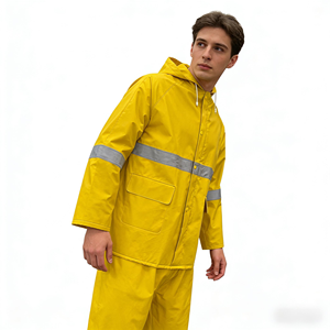 Prix d'usine 2 pièces Combinaison de pluie de travail Imperméable Veste de pluie pour moto Imperméable en PVC polyester résistant pour hommes - Product Image 2