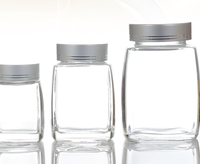 Pot en verre rond à large ouverture avec couvercle à vis électro-plaqué pour complément alimentaire en capsules de miel haut de gamme 50 100 75 180 280 360 ml en plastique