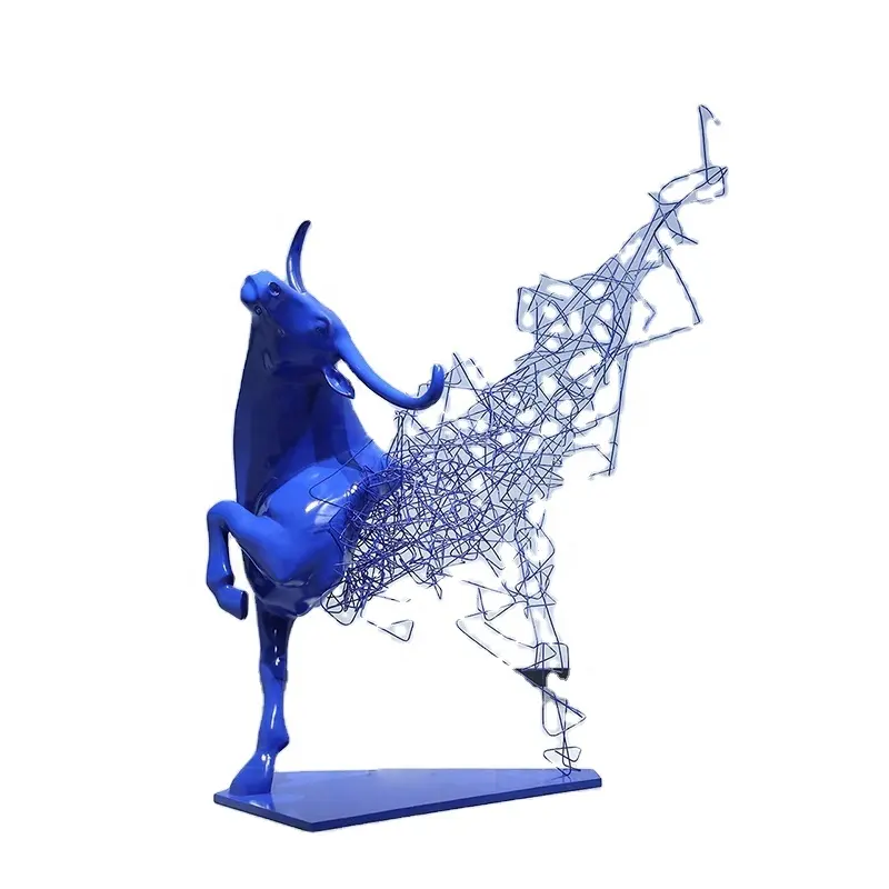 Artisanat en métal d'art de projet d'hôtel Source usine vente grande taille taureau Sculpture en métal
