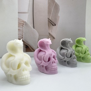 Halloween Snake Skull Candle Silicone Mold Transparent White Irregular Shape Craft Decoration Mold - Product Image 4