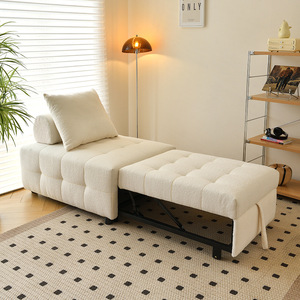 Sofá Cama Individual S-b05, Color Crema, Forro de Lana de Cordero, Relleno de Espuma Versátil, para Sala de Estar, Dormitorio, Uso Adulto - Product Image 3