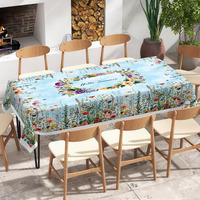 Nappe Imprimée Floral Ciel Aquarelle « Hello Summer » en Gros, Housse de Table Anti-Taches pour Fêtes, Plage, Maison, Design Personnalisé