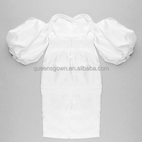 QUEENSGOWN manches bouffantes sirène robe au genou mariée ivoire chérie pansement robe de bal