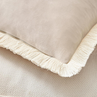 Housses de coussin décoratives durables à assortir, en velours hollandais doux avec pompons, vente en gros