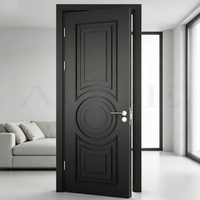 Porte battante intérieure en bois massif noir sculpté et embossé de luxe, pour villa, chambre à coucher, maison