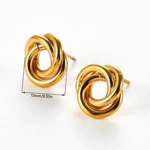 1 par de pendientes de acero inoxidable con diseño en espiral, estilo punk, geométricos, plateados y dorados, para mujeres y niñas, regalo de joyería. - Product Image 2