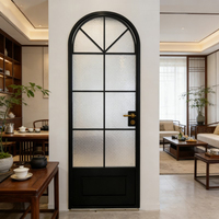 Puerta de Vidrio con Marco Arqueado Negro Minimalista, Fabricada en China, con Recubrimiento en Polvo, Puerta de Aluminio Estrecha para Sala de Estar
