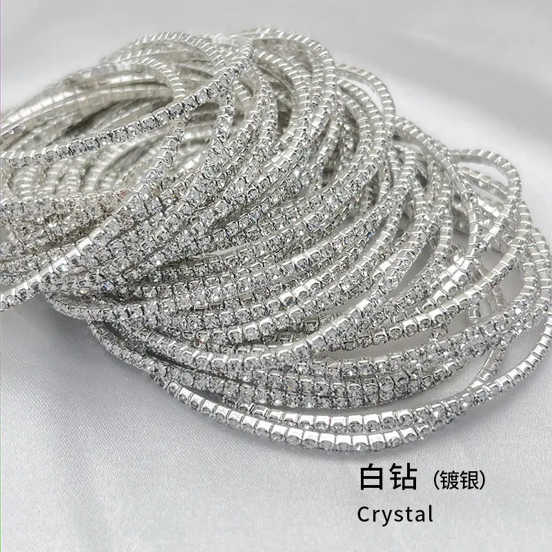 Cheap 32 Multi Colors Silver Plated Bling CZ Rhinestone Tennis Bracelet Elastic 2mm Thin Crystal Stretch Bracelets Wholesale