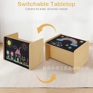 Wooden Childrens Table And <b>Chair</b> Set Solid Wood With Blackboard For Kids <b>Study</b> And Play - Product Image 2