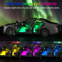 Bande LED 12V RVB pleine couleur contrôlée par application Lumière ambiante Décoration de cabine au néon pour ambiance intérieure de voiture Accessoires d'éclairage de voiture