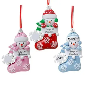 Personalized Custom Baby's First Christmas Ornament Cartoon Resin Snowman Christmas Hanging Ornaments Christmas Tree Decor