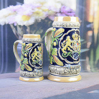Chope à bière en porcelaine de style américain classique avec couvercle en aluminium, compatible lave-vaisselle, écologique, cadeau idéal pour les fêtes