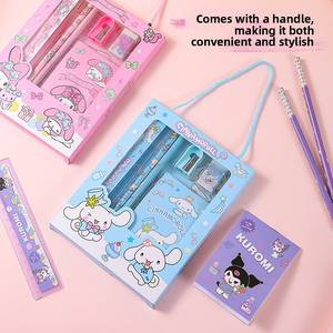 Ensemble de papeterie de dessin animé Kuromi Cinnamoroll transfrontalier très populaire, emballage cadeau haut de gamme, règle, crayon en bois, 18,5x14cm, petit format - Product Image 2