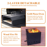 Juego de horno de pizza y pozo de fuego de leña multifunción 2 en 1, Parrilla portátil para exteriores, horno de pizza superior