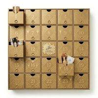 Boîte cadeau de Noël en carton doré de luxe personnalisée avec 24 compartiments tiroirs, boîte vide pour calendrier de l'avent, pour emballage de cadeaux