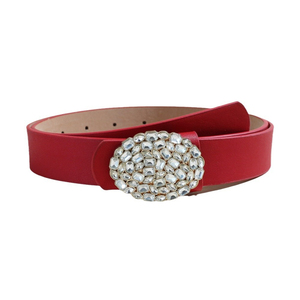 Cintura in Pelle Vegana Lucida per Donne con Fibbia in Strass, Regolabile e Sottile, per Jeans, Abiti e <span class=keywords><strong>Pantaloni</strong></span> - Product Image 4