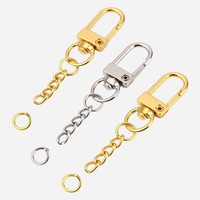 Mousqueton en D argenté avec ressort, chaîne d'extension pour porte-clés, anneau de raccordement pivotant, anneau à vis, connecteur mousqueton DIY, porte-clés en vrac
