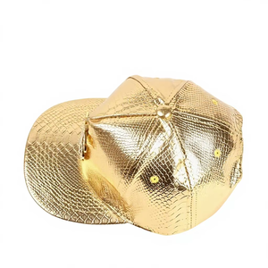 Casquette de baseball snapback unisexe ajustable en tissu lisse, motif Dollar Doré et texture croco, pour hip-hop, performance et fête, avec visière pare-soleil - Product Image 6