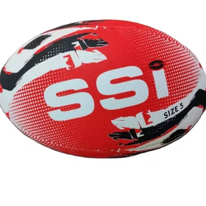 Ballon de rugby de haute qualité Taille-5 Logo personnalisé Caoutchouc solide et durable avec une excellente prise en main Meilleur prix - Product Image 2