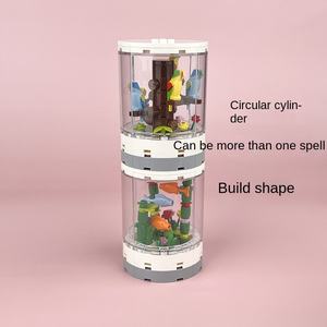 Bloques de Construcción MOC de Partículas Pequeñas, Juguete de Caja Redonda para Observar Peces, Escena Urbana, Decoración Interior Neutral para Sala de Estar - Product Image 3